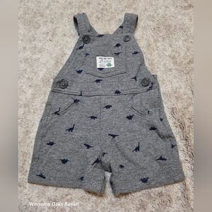 Gray Dinosaur Print Baby Overalls